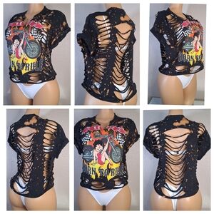 Distressed Black Graphic Tee